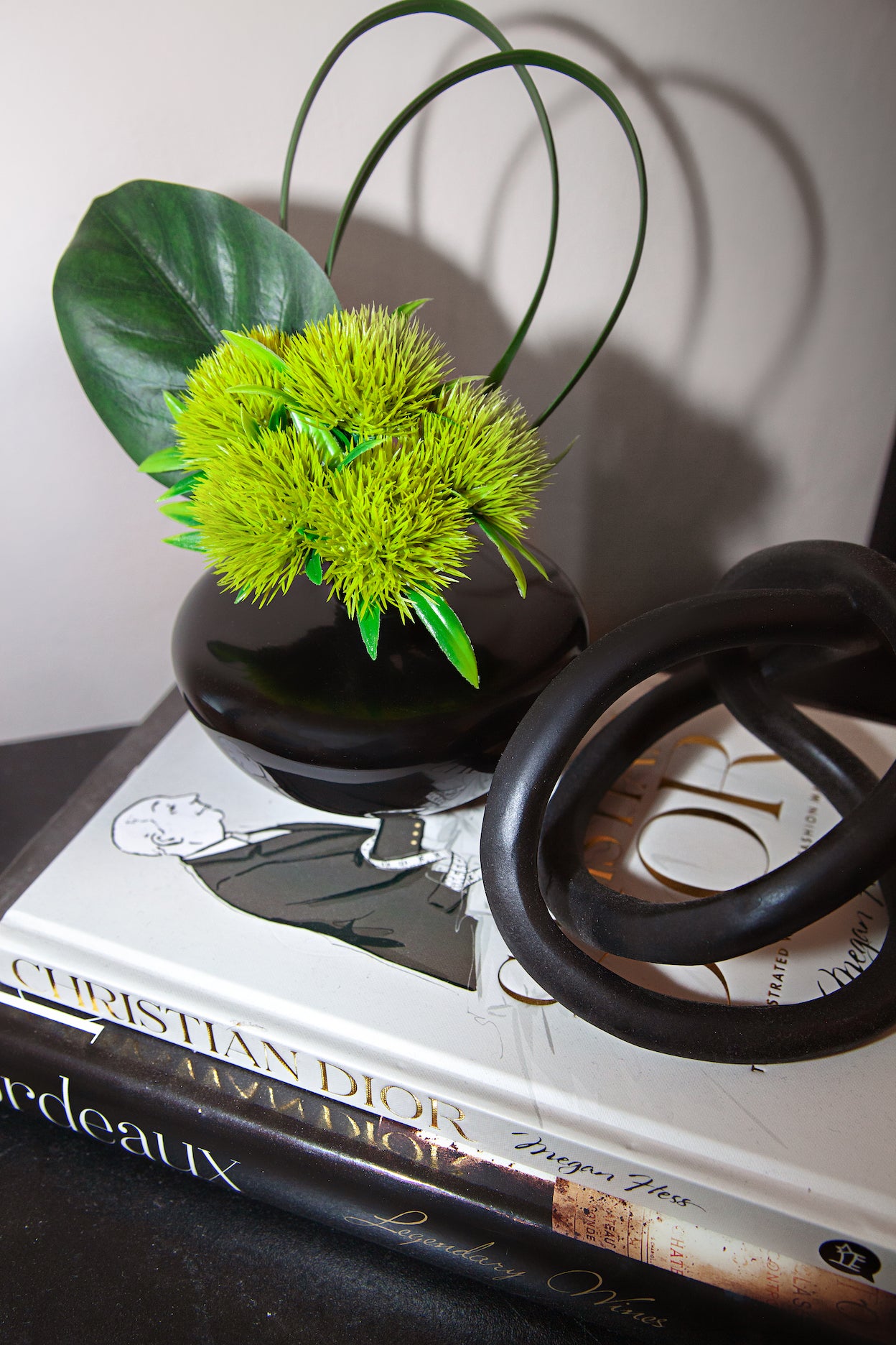 Verdant Loop Modern Faux Floral Sculpture