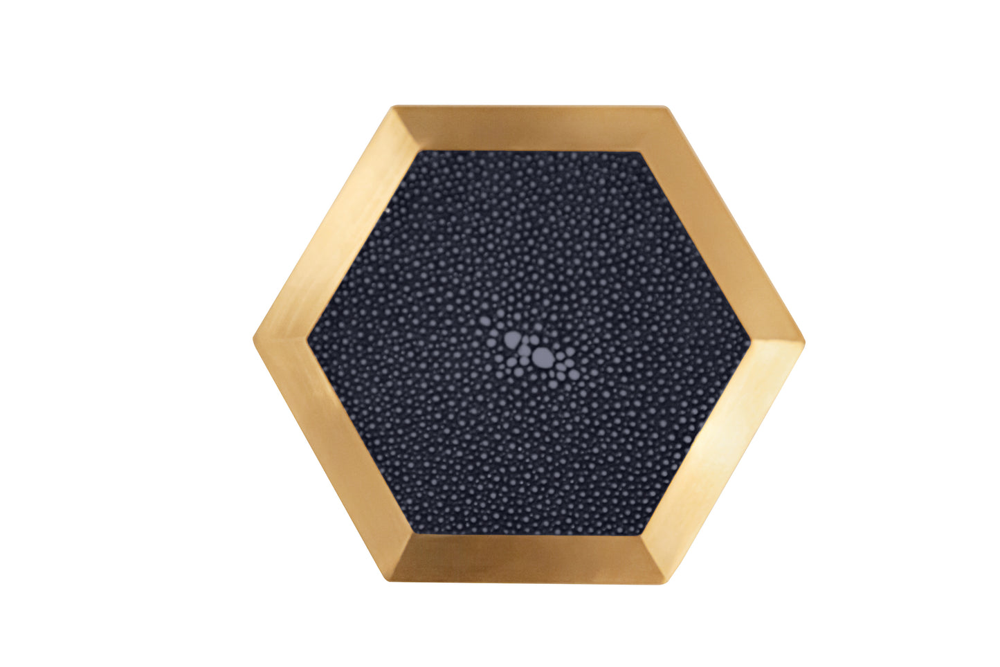 Coaster Hexagonal - Midnight Blue Collection - Shagreen / Brass - Set Of 4