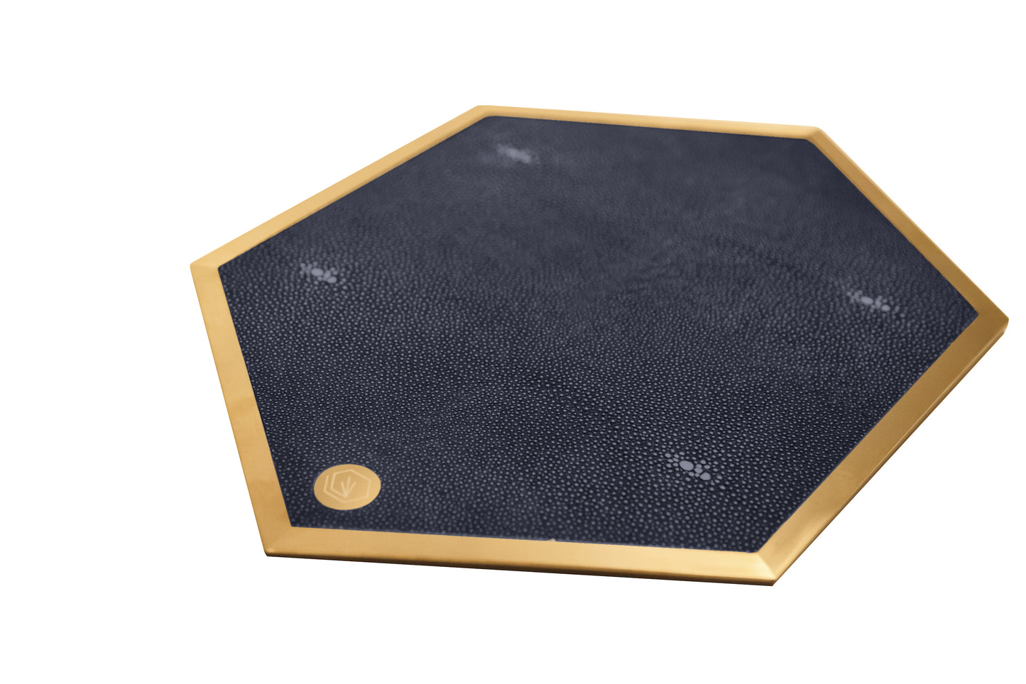 Placemat Hexagonal - Midnight Blue Collection - Shagreen / Brass - Set Of 4