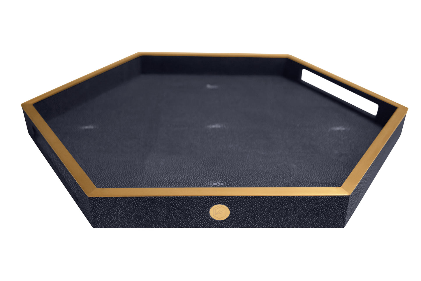 Hexagonal Tray - Midnight Blue Collection - Shagreen / Brass