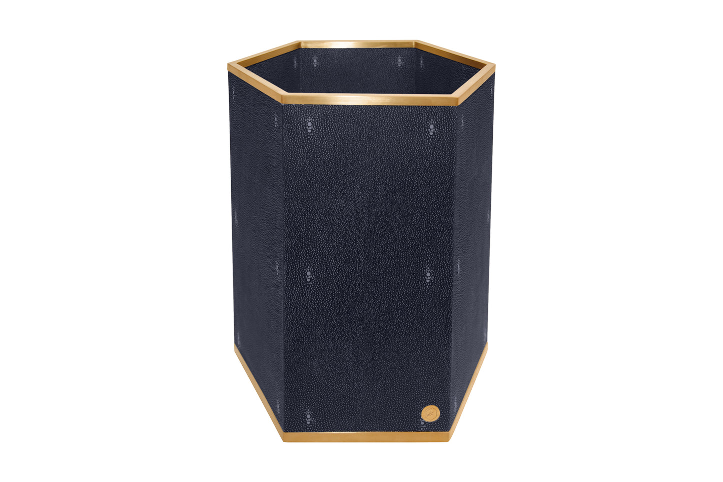 Occasional Bin Hexagonal - Midnight Blue Collection - Shagreen / Brass