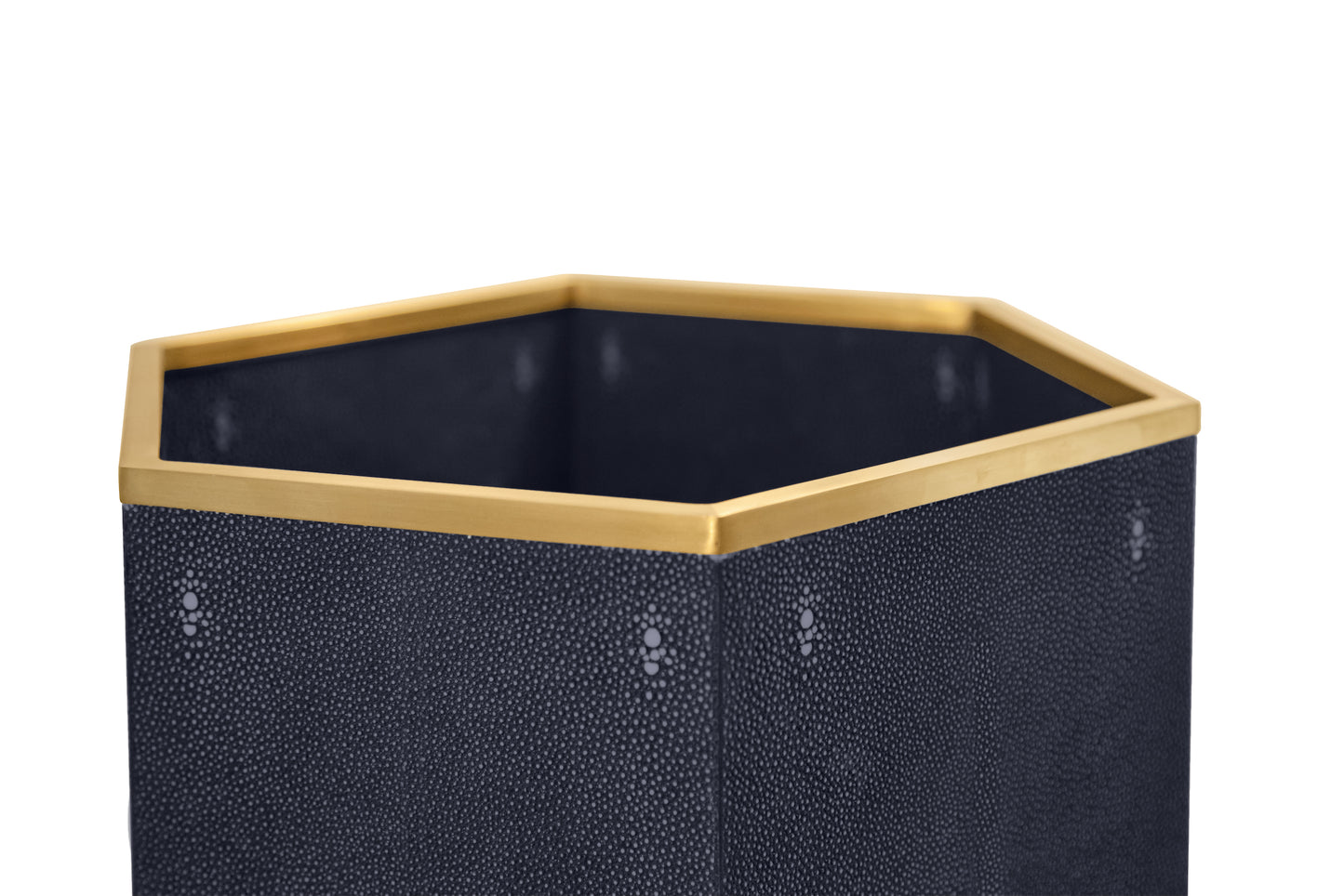 Occasional Bin Hexagonal - Midnight Blue Collection - Shagreen / Brass