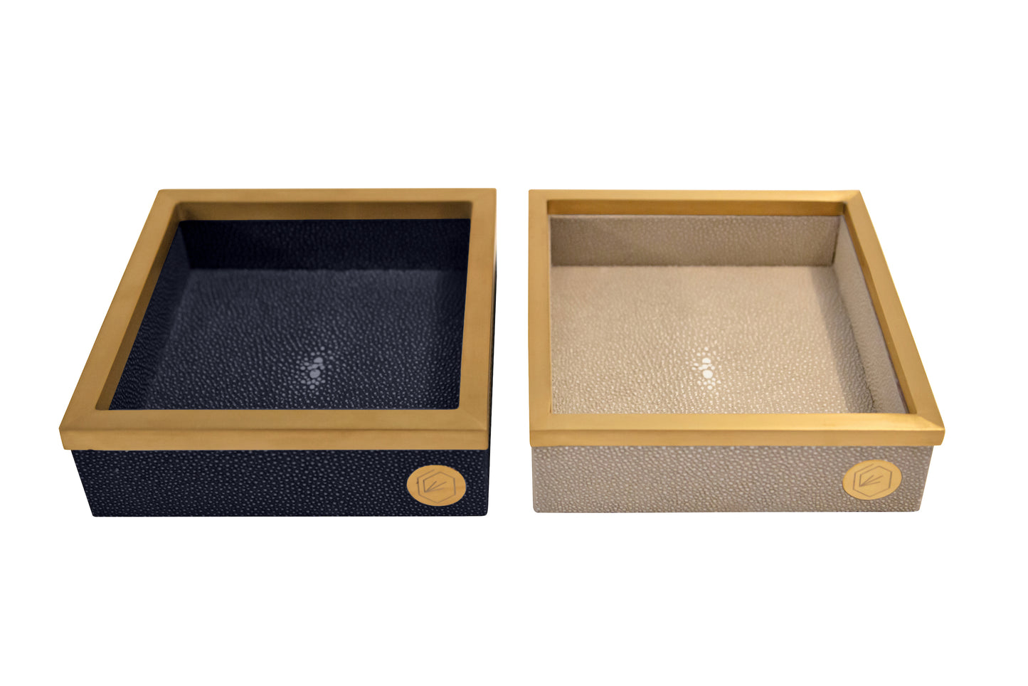 Cocktail Napkin Holder - Midnight Blue Collection - Shagreen / Brass