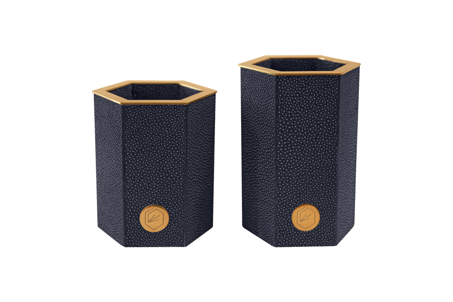 Pen Pot Large - Midnight Blue Collection Shagreen / Brass