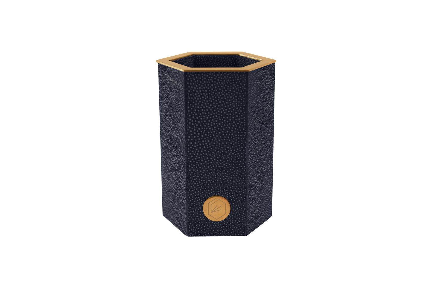 Pen Pot Large - Midnight Blue Collection Shagreen / Brass