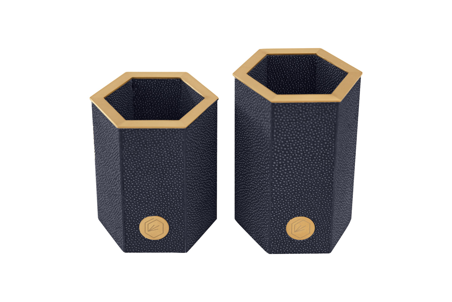 Pen Pot Large - Midnight Blue Collection Shagreen / Brass