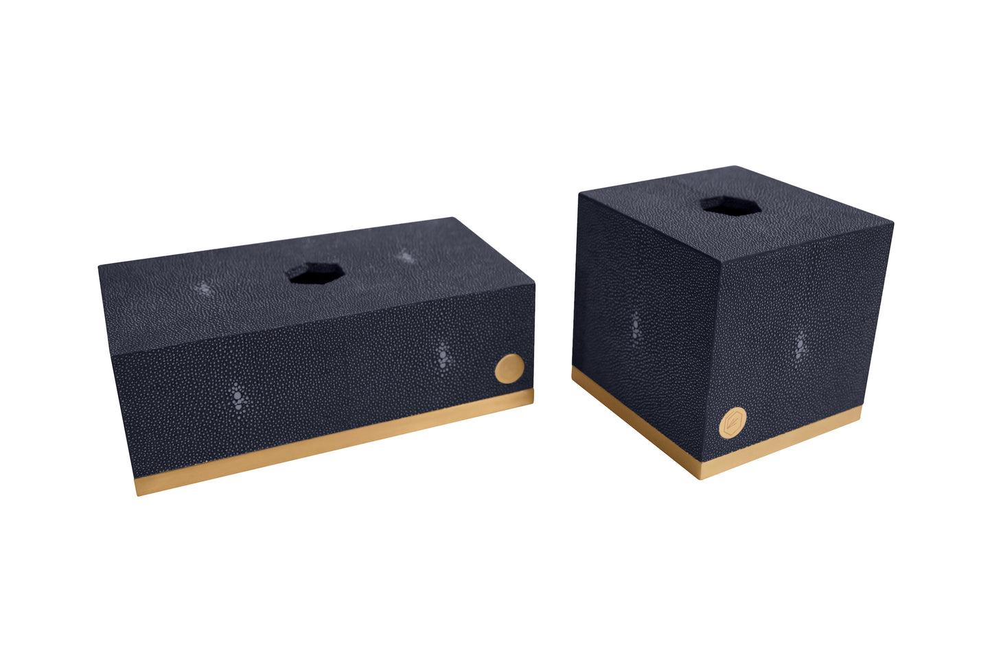 Tissue Box Rectangle - Midnight Blue Collection - Shagreen / Brass