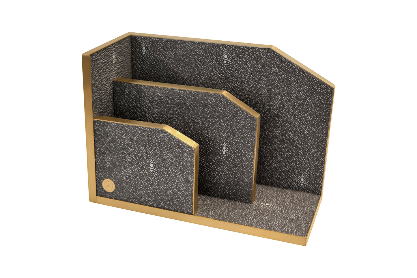 Letter Holder Graphite Collection - Shagreen / Brass
