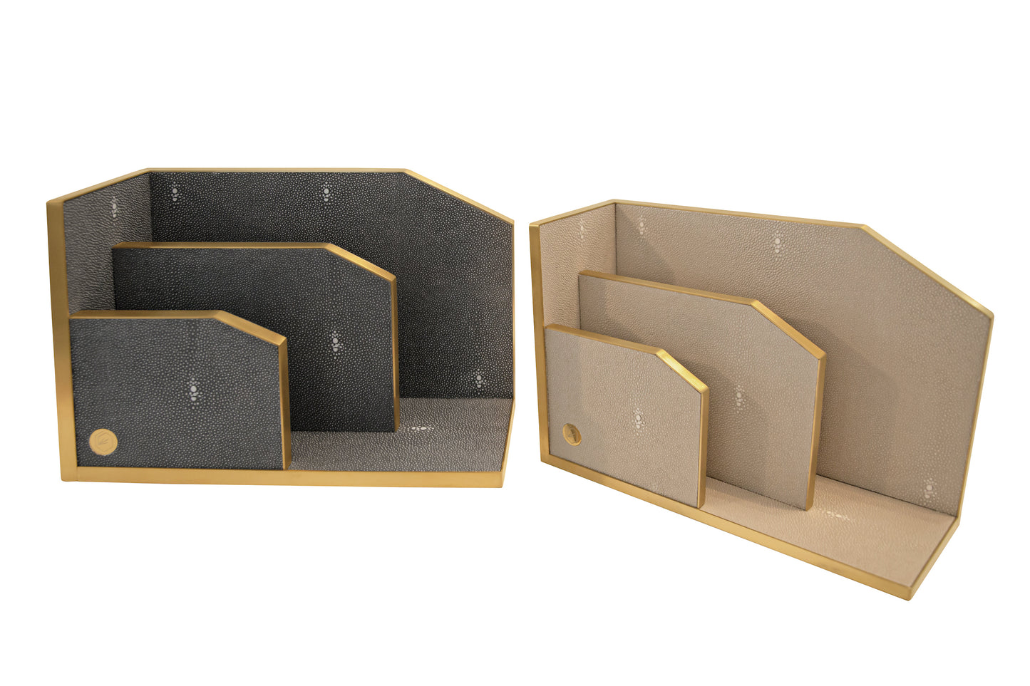 Letter Holder Graphite Collection - Shagreen / Brass