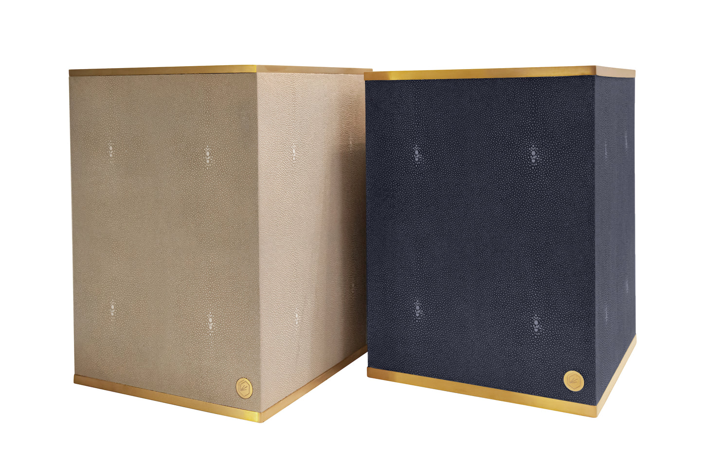 Occasional Bin Square - Midnight Blue Collection - Shagreen / Brass
