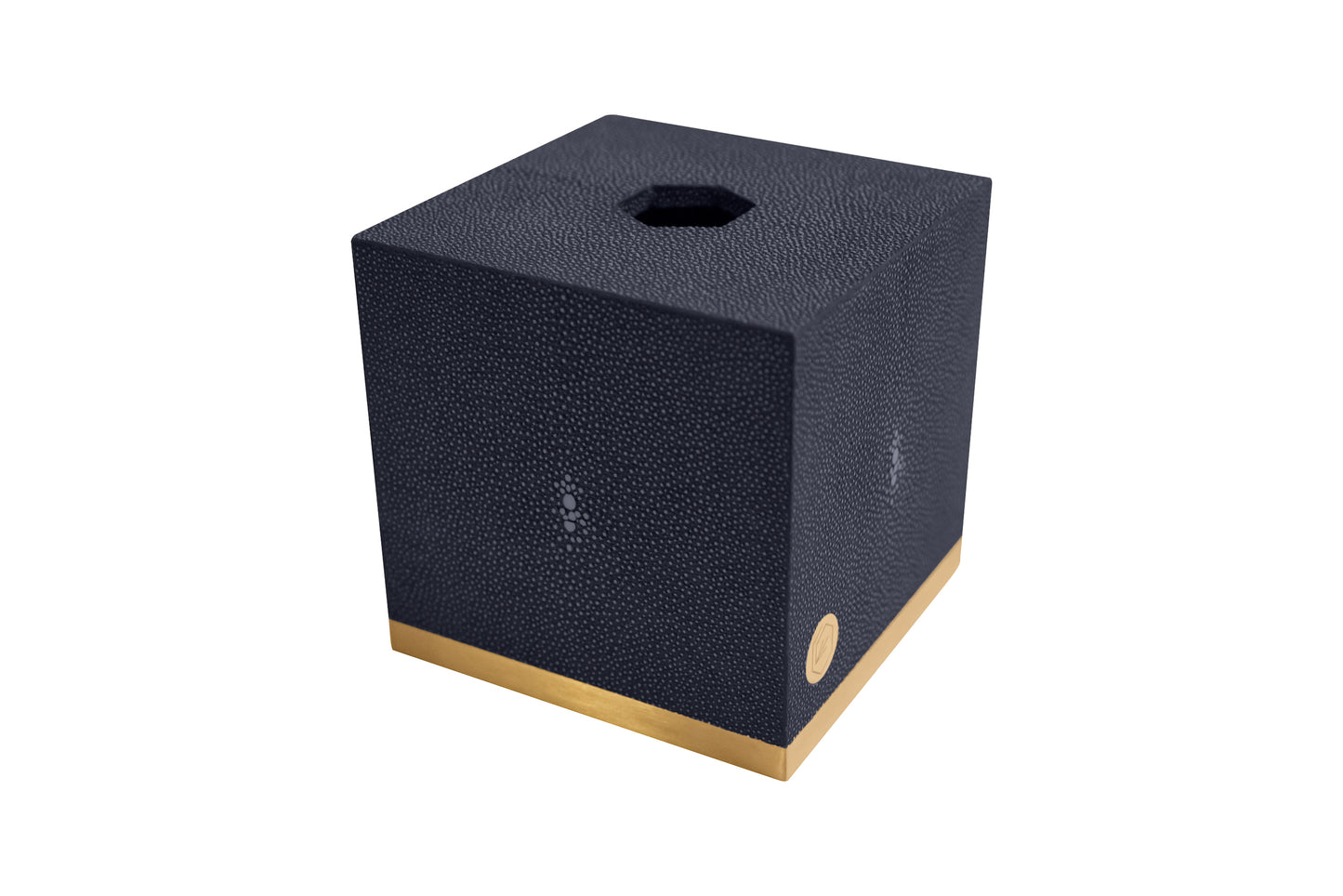 Tissue Box Square - Midnight Blue Collection - Shagreen / Brass