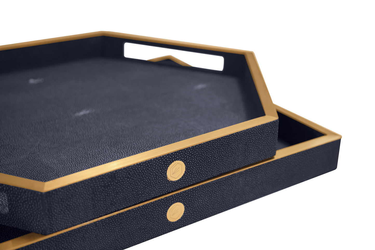 Rectangular Tray - Midnight Blue Collection - Shagreen / Brass