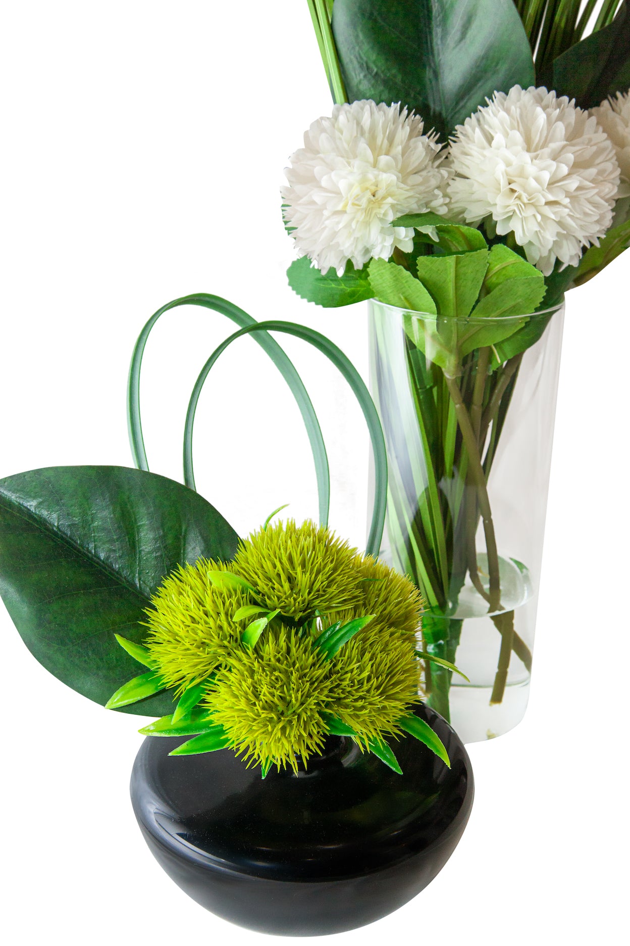 Verdant Loop Modern Faux Floral Sculpture