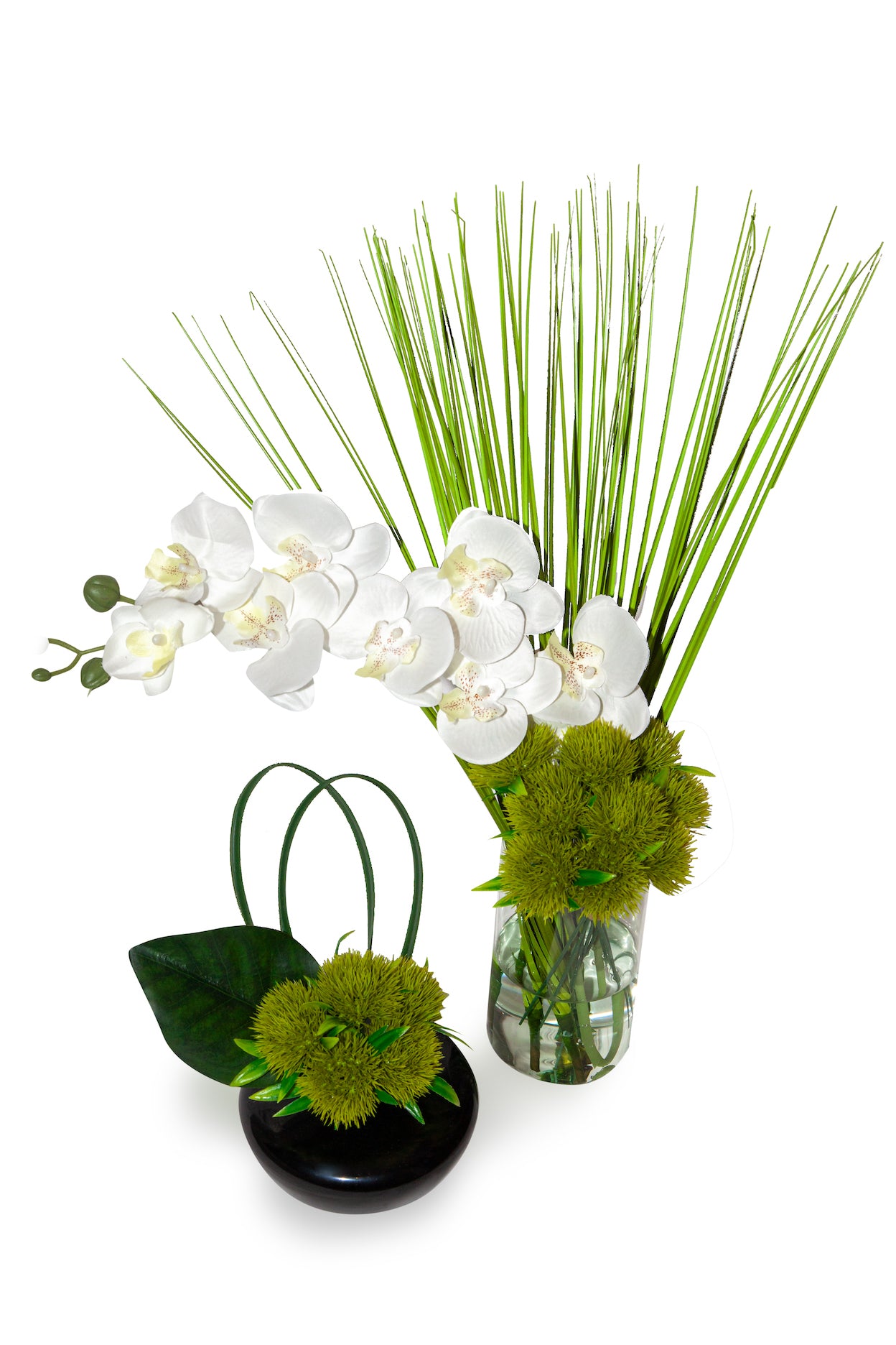 Verdant Loop Modern Faux Floral Sculpture