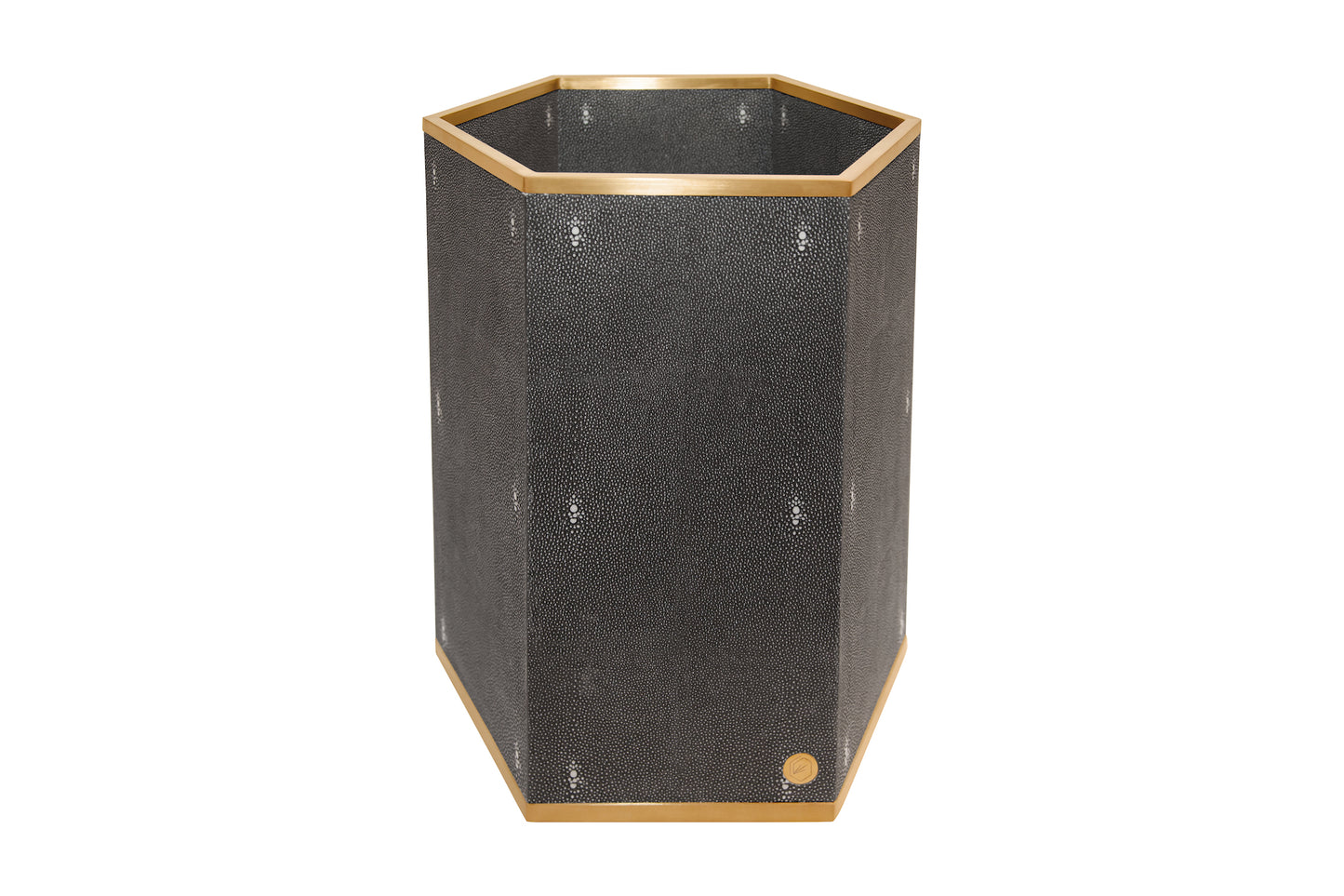 Occasional Bin Hexagonal Graphite Collection Shagreen / Brass