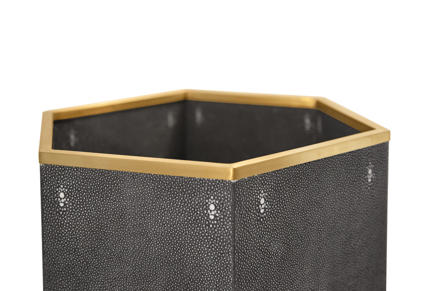 Occasional Bin Hexagonal Graphite Collection Shagreen / Brass