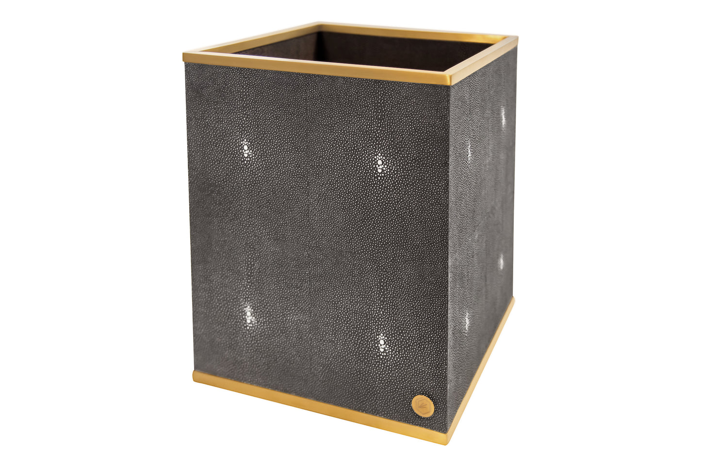 Occasional Bin Square Graphite Collection Shagreen / Brass