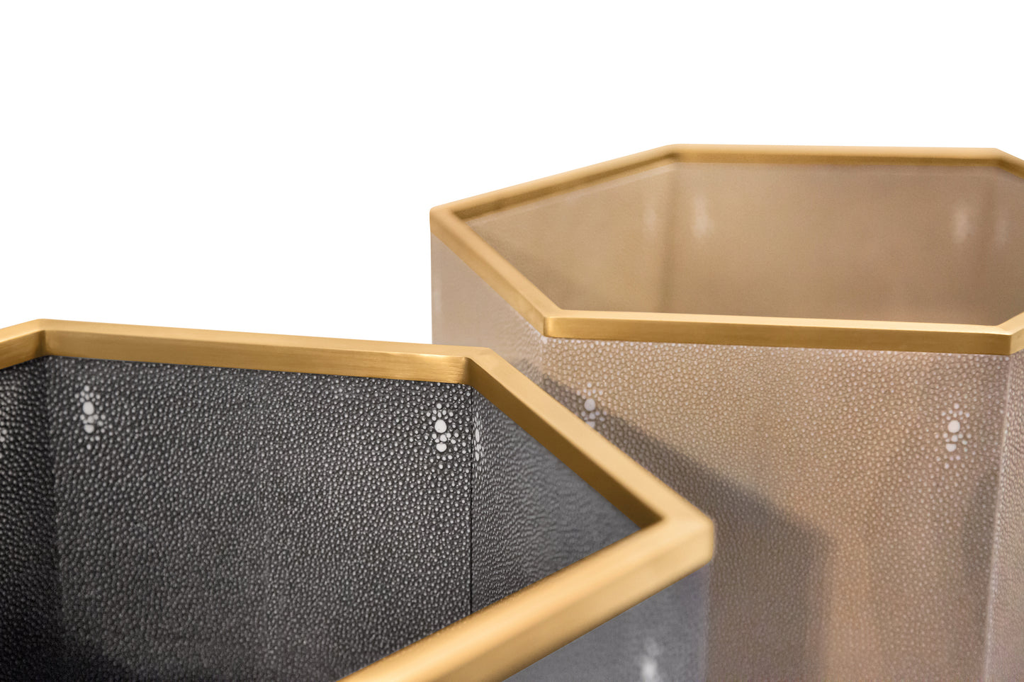 Occasional Bin Hexagonal Graphite Collection Shagreen / Brass