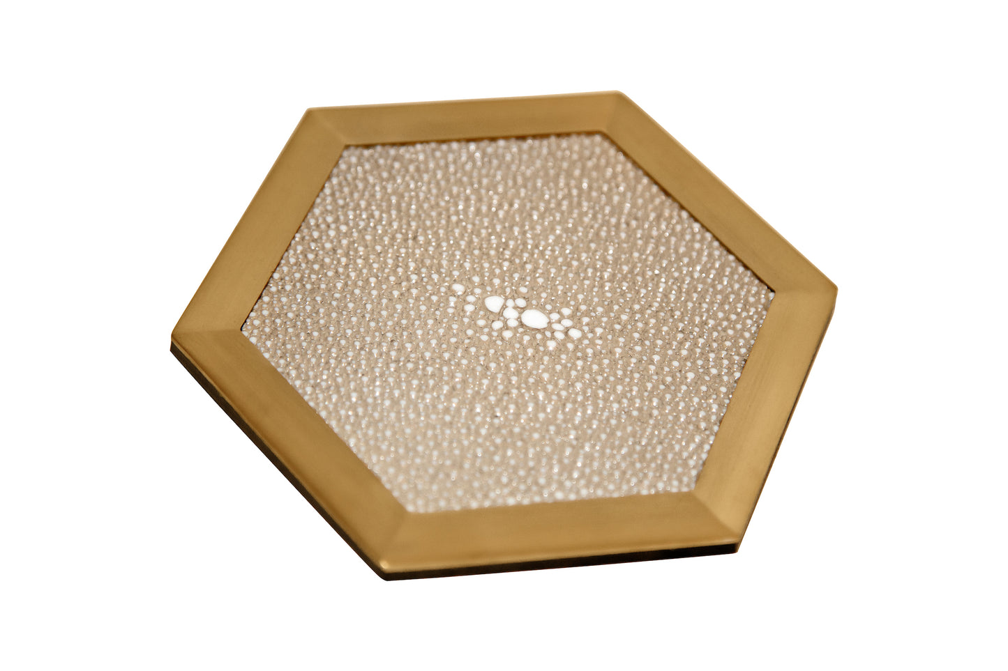 Coaster Hexagonal Standard Collection - Shagreen / Brass - Set Of 4