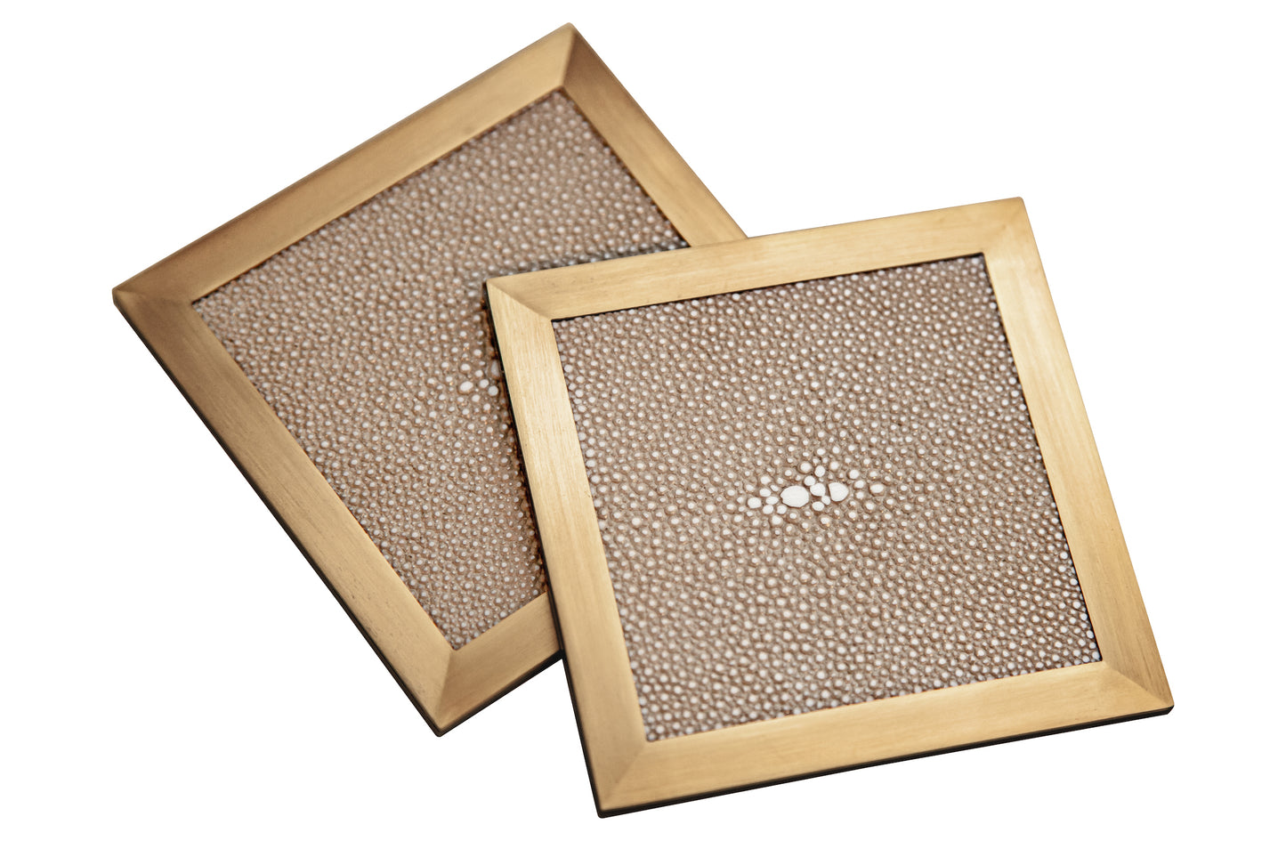 Coaster Square Standard Collection- Shagreen / Brass - Set Of 4