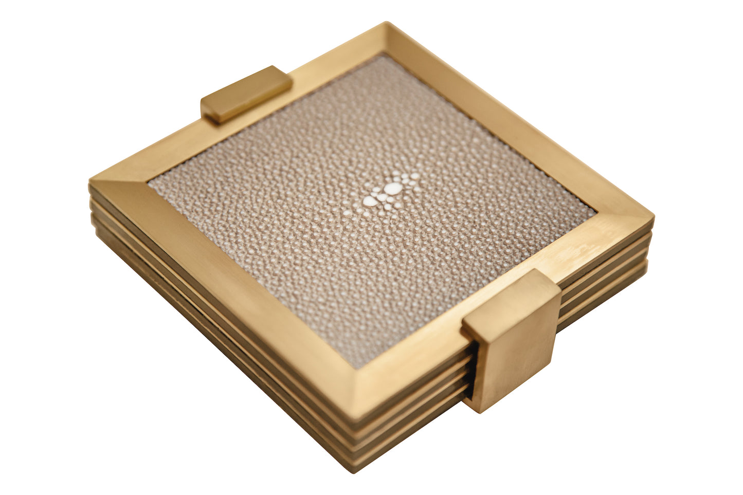 Coaster Square Standard Collection- Shagreen / Brass - Set Of 4