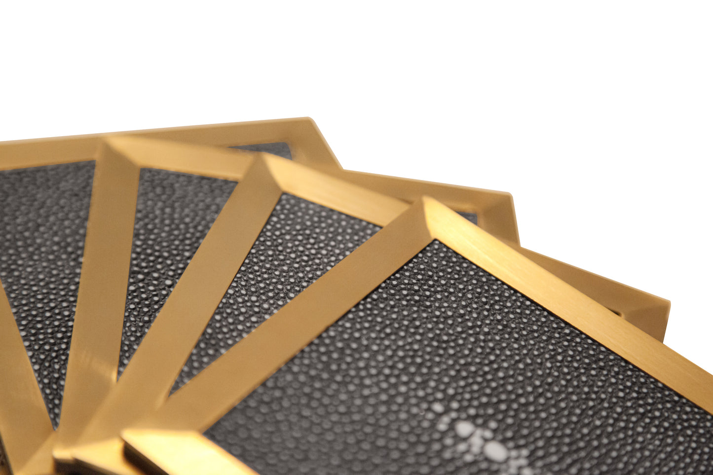 Coaster Square Graphite Collection- Shagreen / Brass - Set Of 4