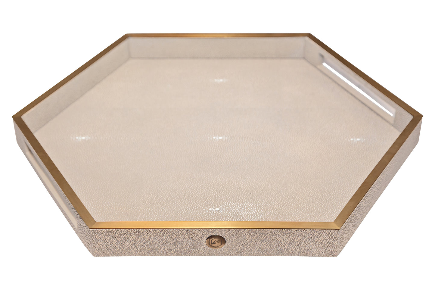 Hexagonal Tray Standard Collection - Shagreen / Brass