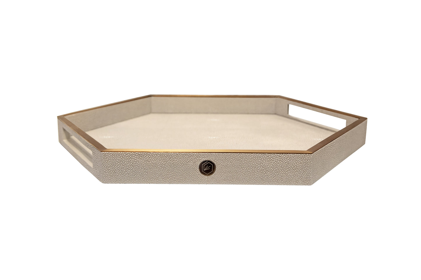 Hexagonal Tray Standard Collection - Shagreen / Brass