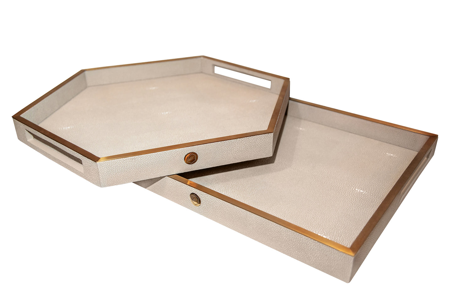 Hexagonal Tray Standard Collection - Shagreen / Brass