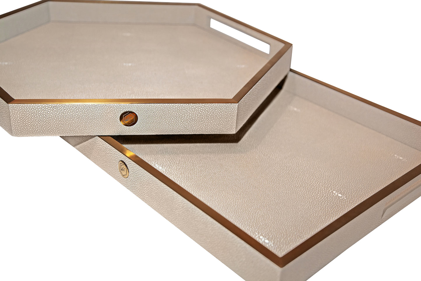 Hexagonal Tray Standard Collection - Shagreen / Brass