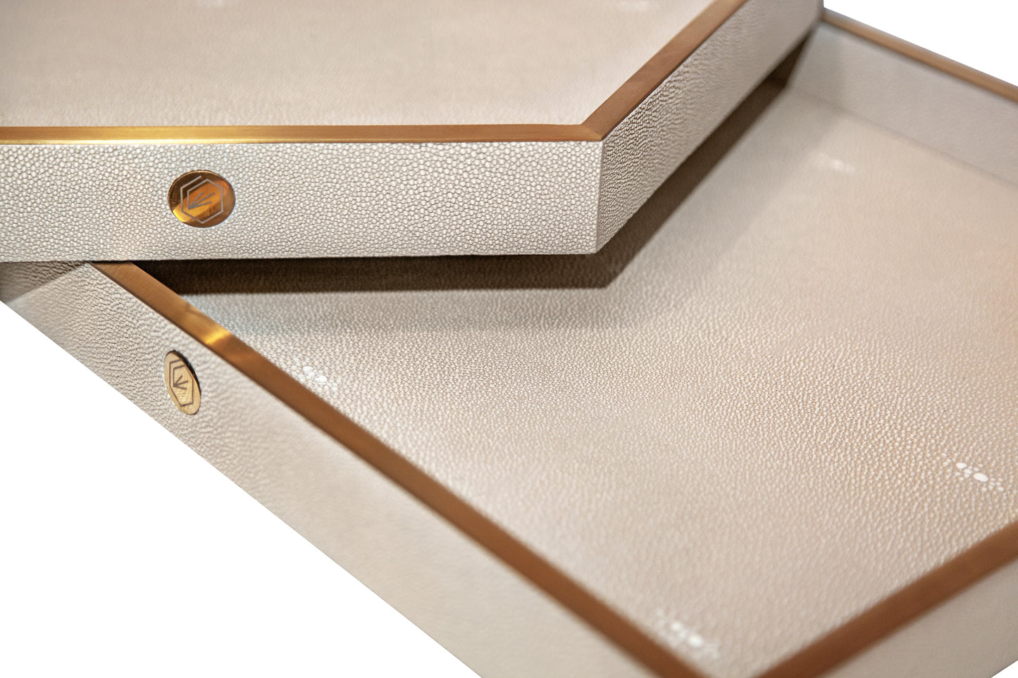 Hexagonal Tray Standard Collection - Shagreen / Brass