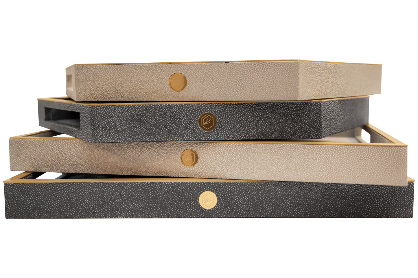 Hexagonal Tray - Graphite Collection - Shagreen / Brass