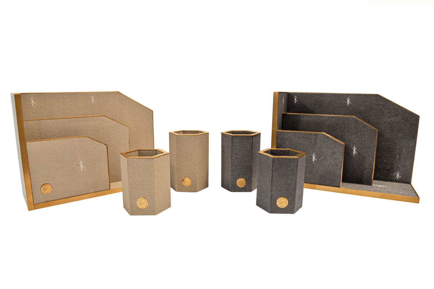 Letter Holder Graphite Collection - Shagreen / Brass