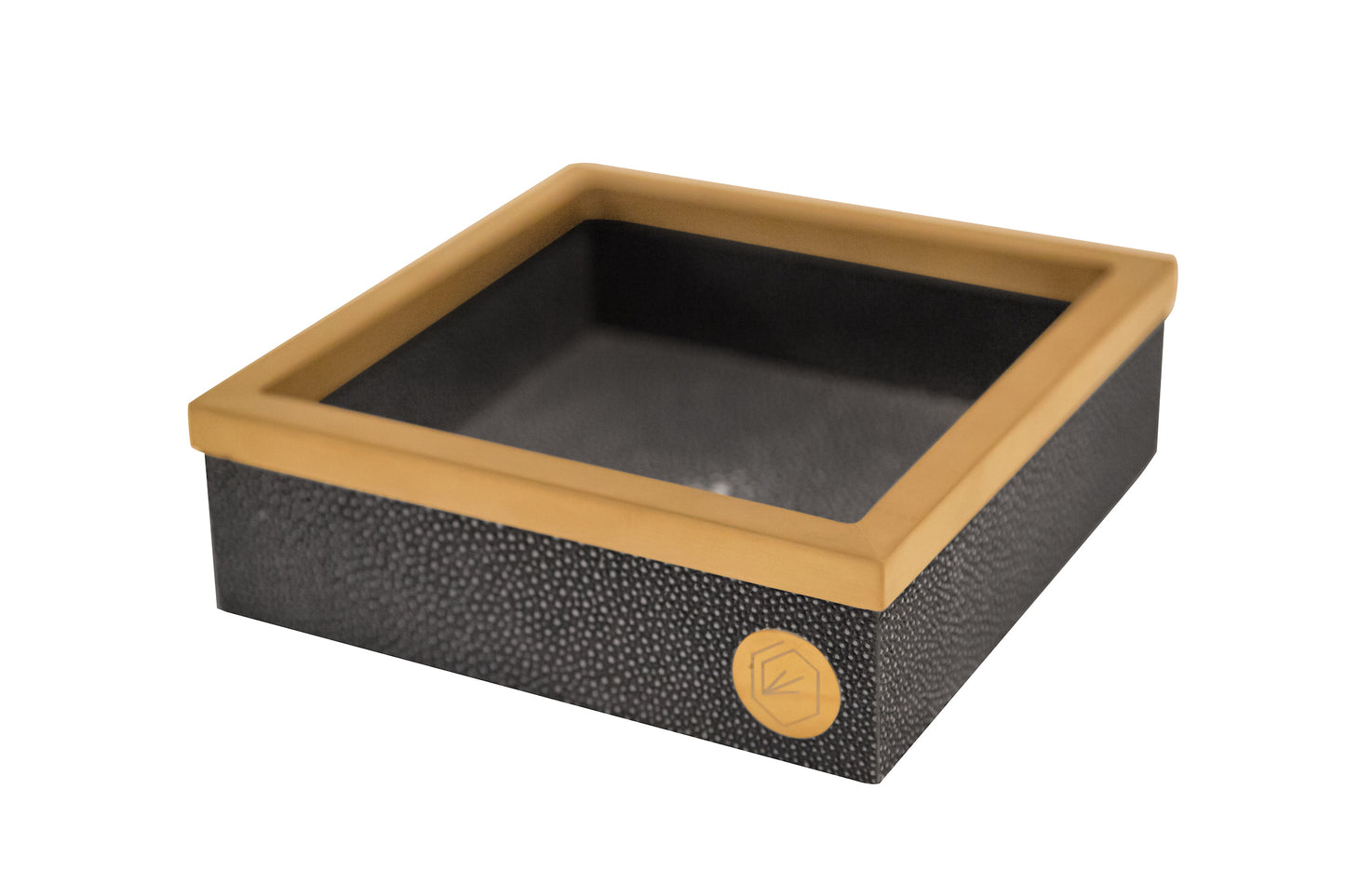 Cocktail Napkin Holder Graphite Collection Shagreen / Brass