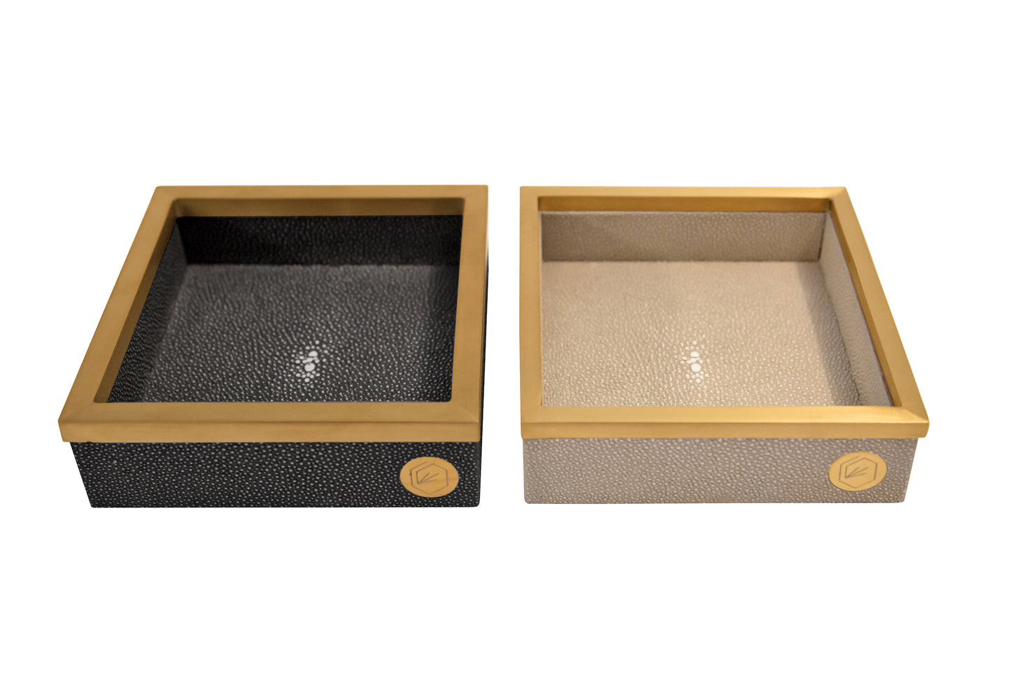 Cocktail Napkin Holder Graphite Collection Shagreen / Brass