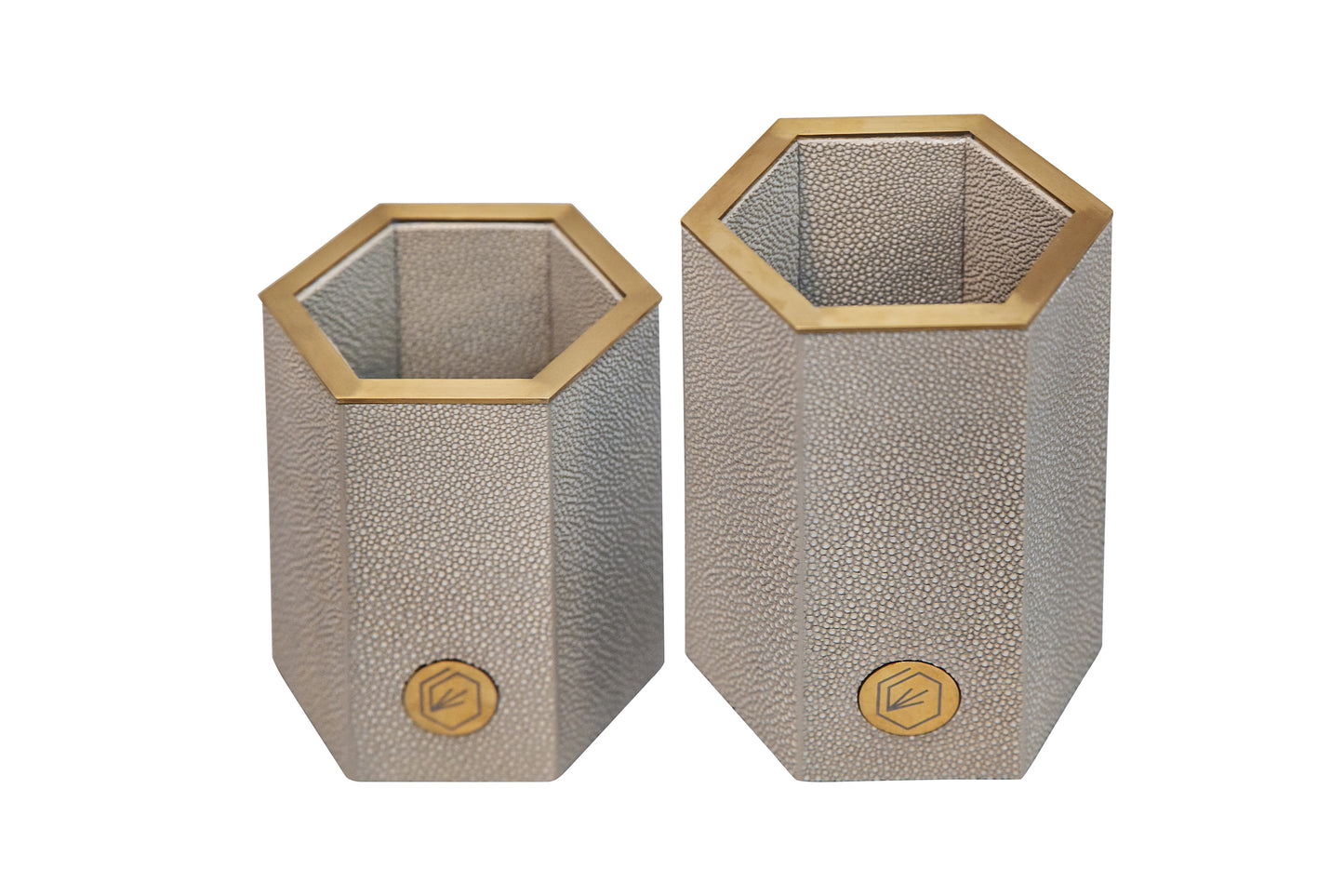 Pen Pot Large - Standard Collection Shagreen / Brass