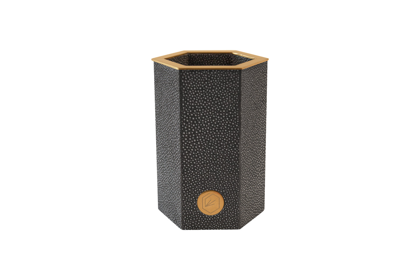 Pen Pot Large - Graphite Collection Shagreen / Brass