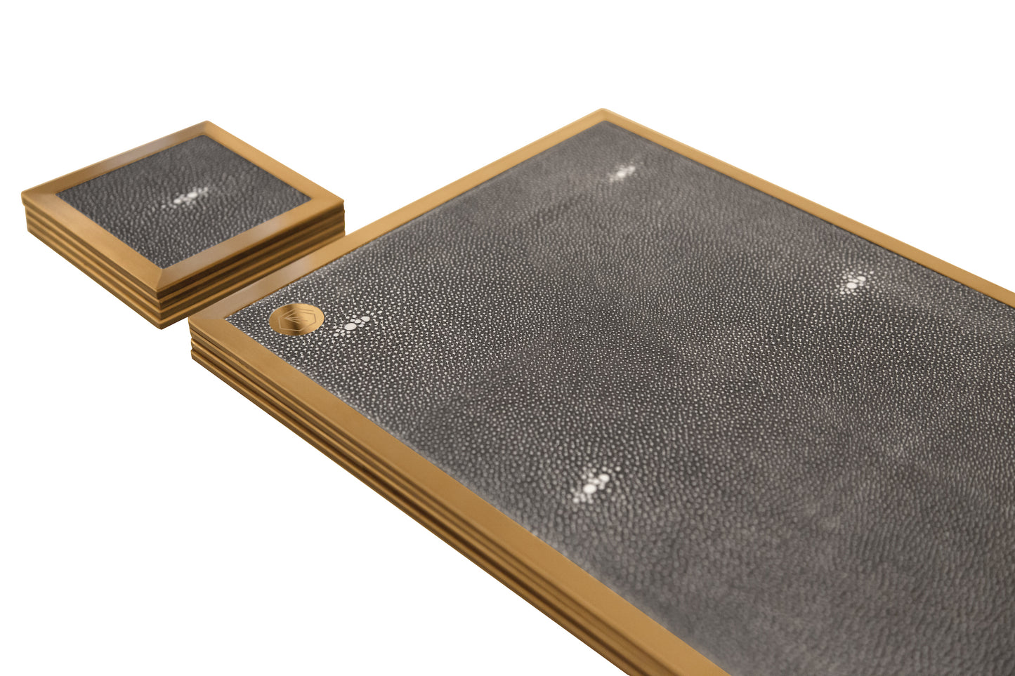 Placemat Rectangular - Graphite Collection - Shagreen / Brass - Set Of 4