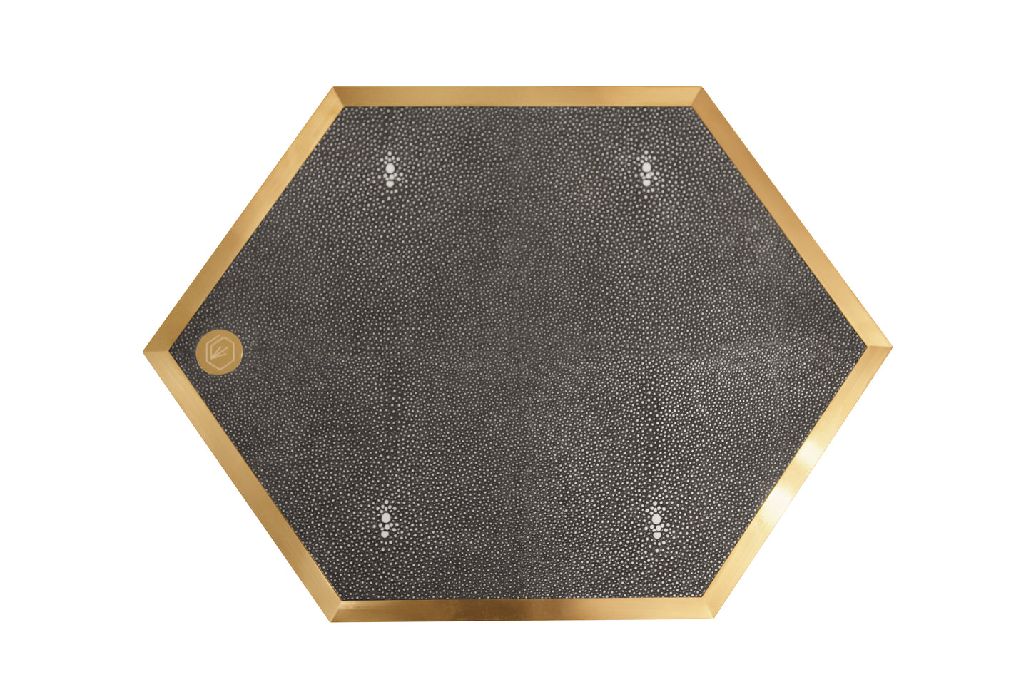 Placemat Hexagonal - Graphite Collection - Shagreen / Brass - Set Of 4