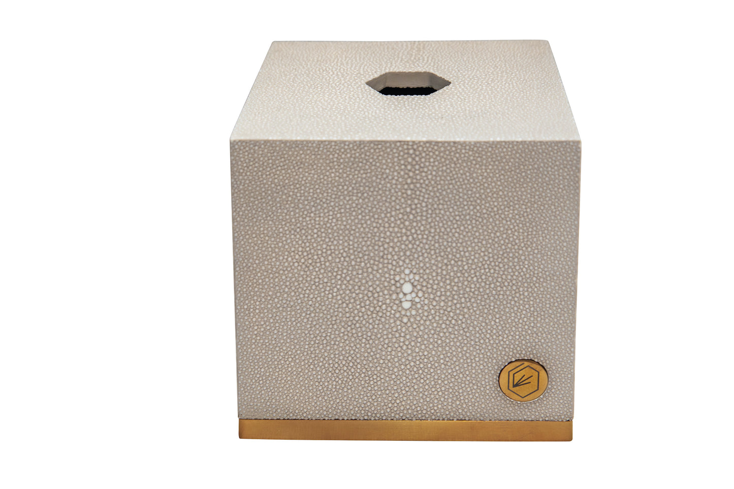 Tissue Box Square Standard Collection- Shagreen / Brass