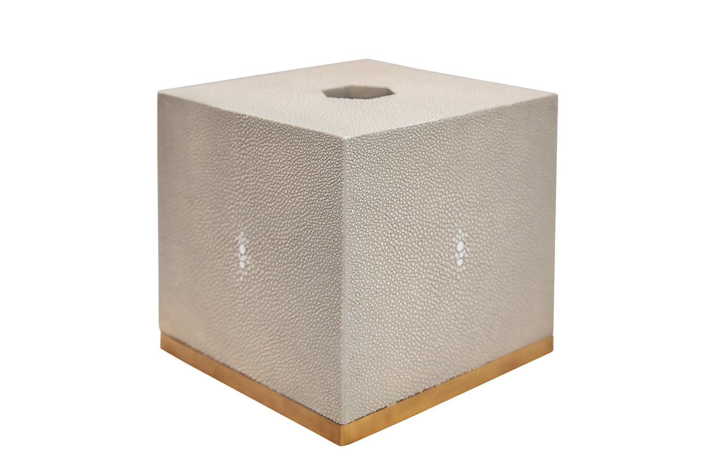Tissue Box Square Standard Collection- Shagreen / Brass
