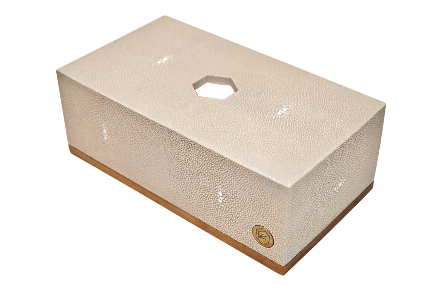 Tissue Box Rectangle Standard Collection- Shagreen / Brass