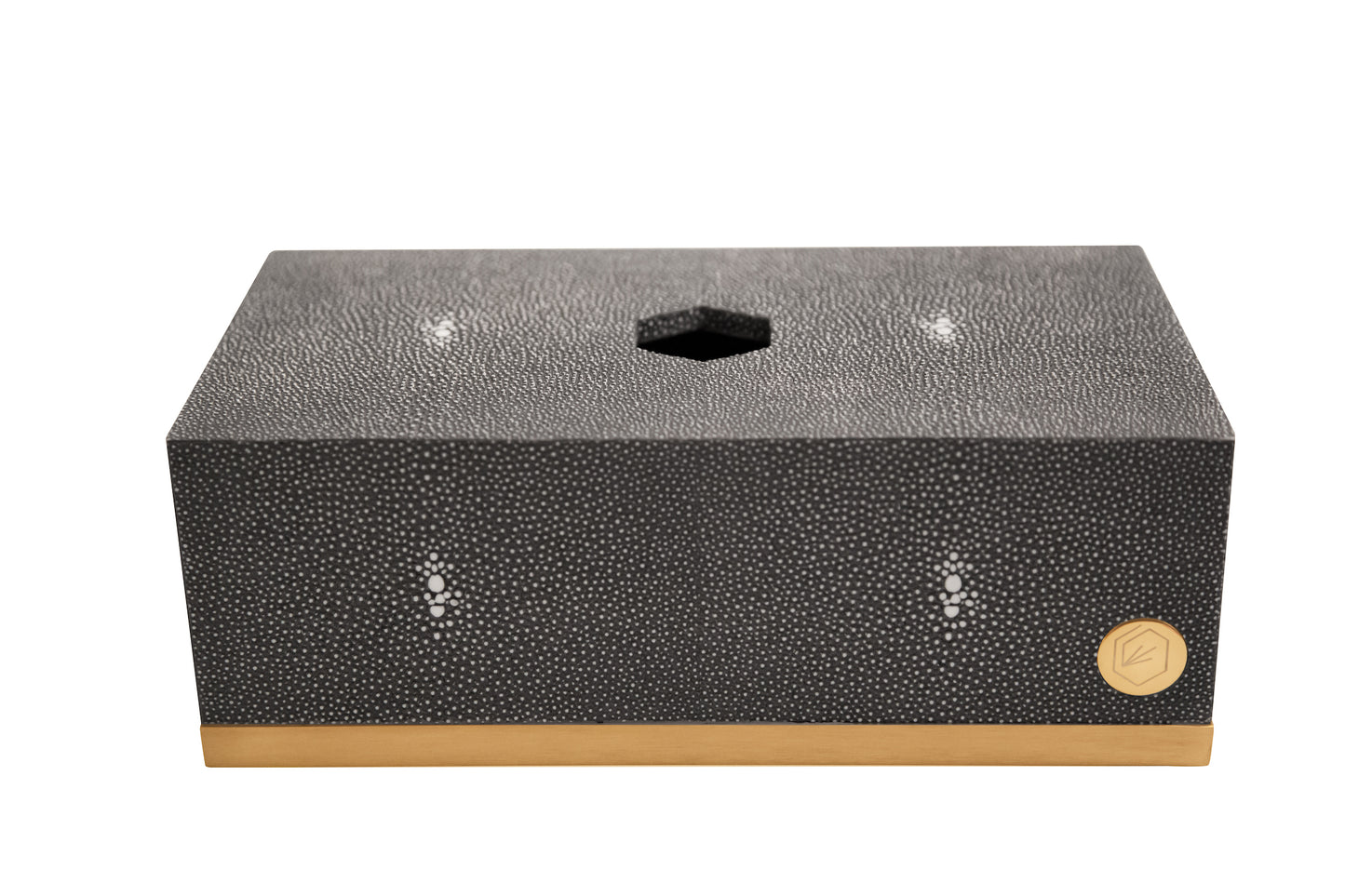 Tissue Box Rectangle Graphite Collection- Shagreen / Brass