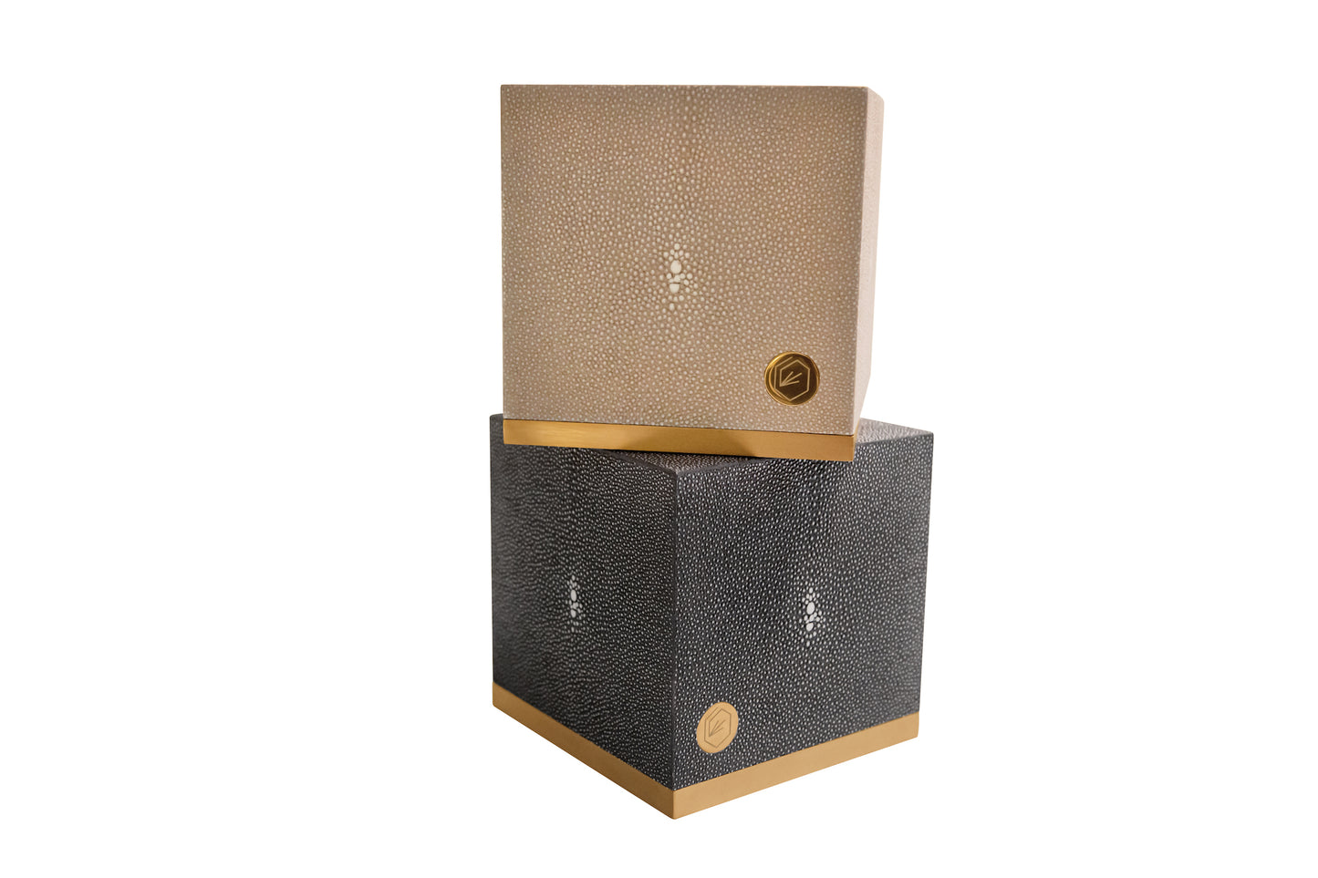 Tissue Box Square Standard Collection- Shagreen / Brass