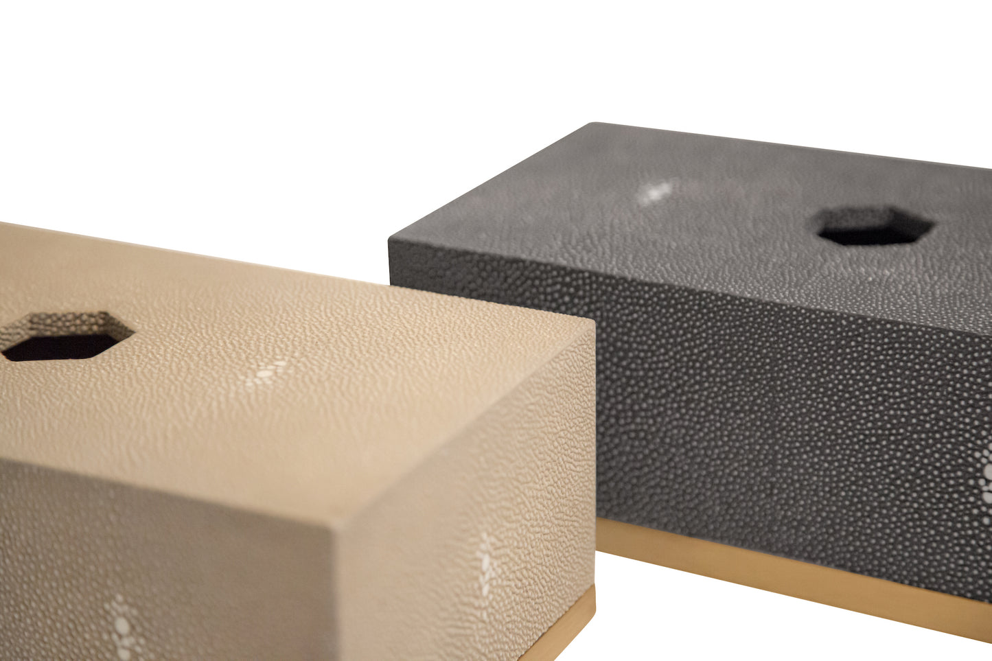 Tissue Box Rectangle Standard Collection- Shagreen / Brass