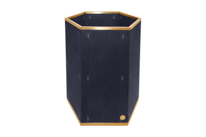 Occasional Bin Hexagonal - Midnight Blue Collection - Shagreen / Brass