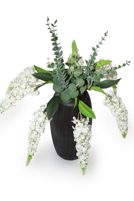 Modern Elegance Faux Wisteria & Eucalyptus Arrangement