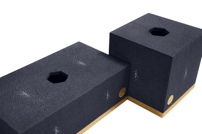 Tissue Box Square - Midnight Blue Collection - Shagreen / Brass