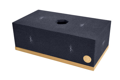 Tissue Box Rectangle - Midnight Blue Collection - Shagreen / Brass