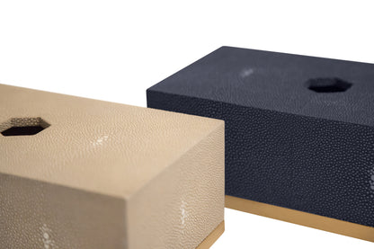 Tissue Box Rectangle - Midnight Blue Collection - Shagreen / Brass
